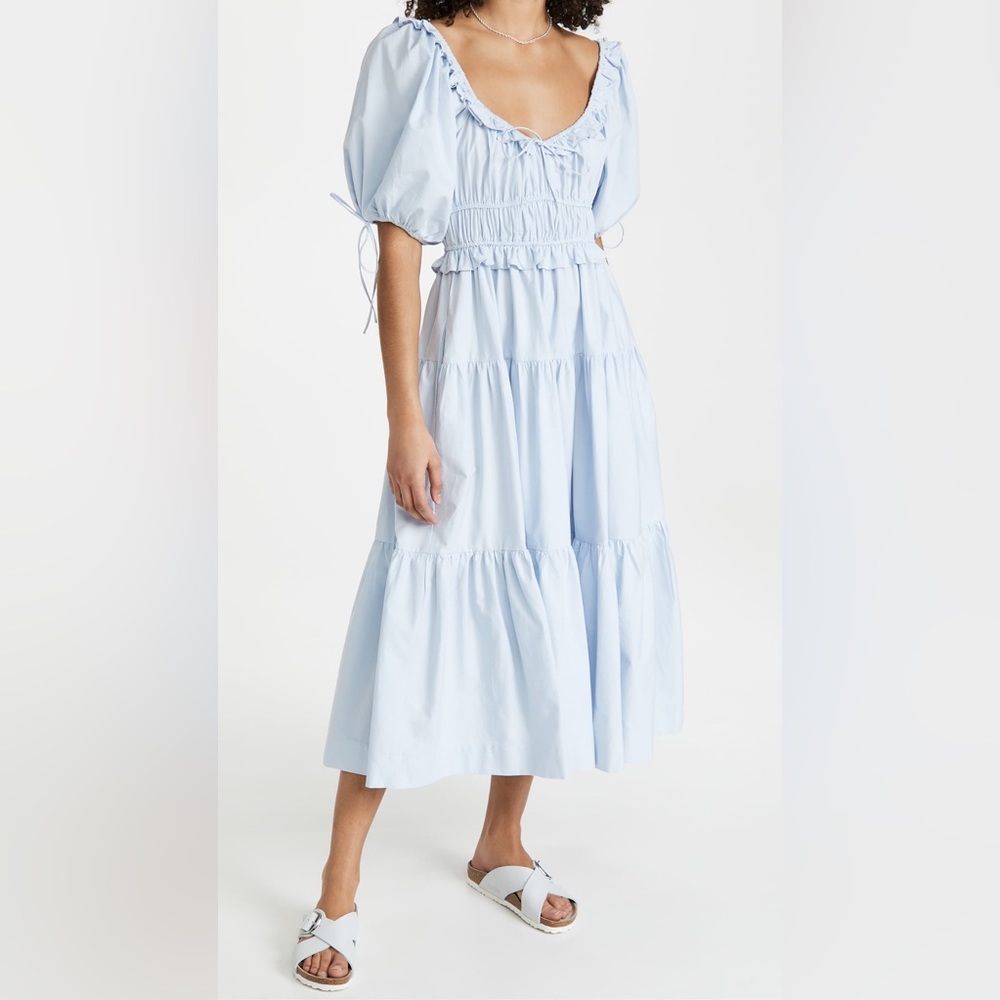 En Saison Poplin Tiered Midi Dress Size Small
